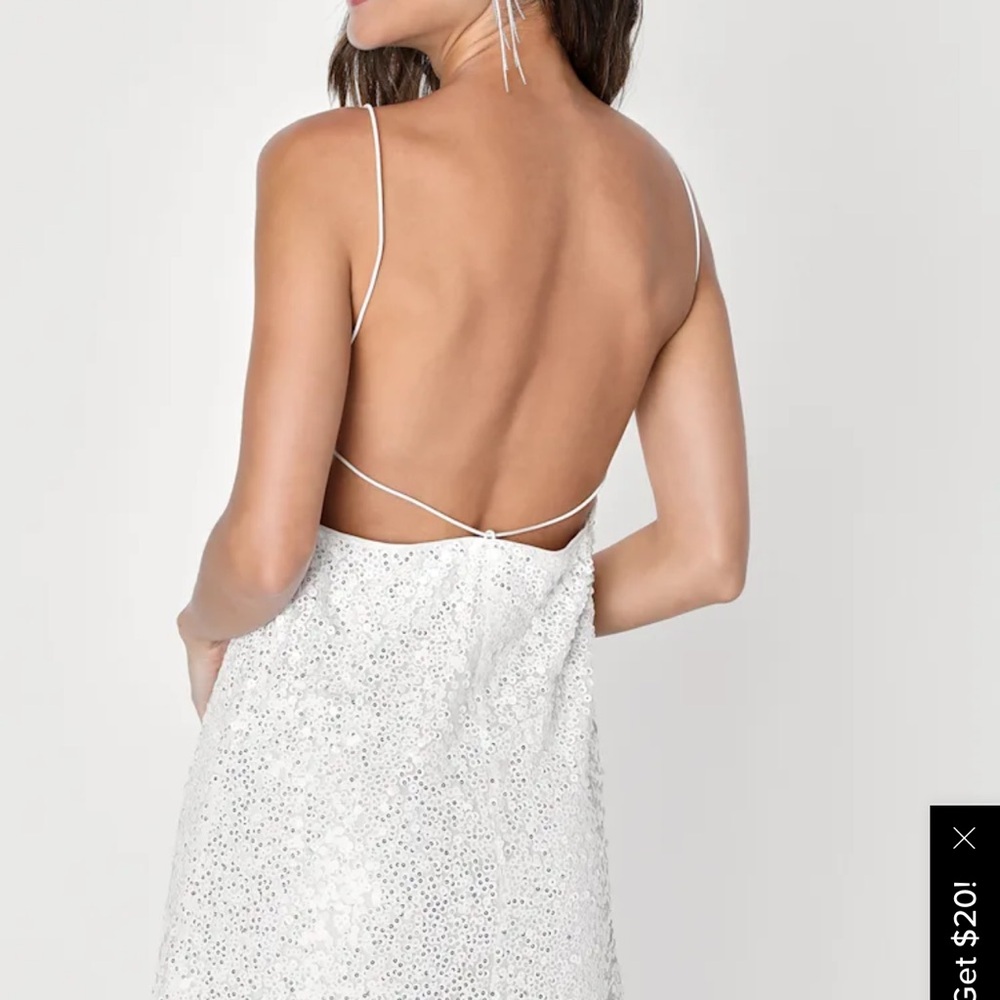 Lulus Force Of Fashion White Backless Sequin Mini Dress - Size XS - Picture 3 of 3